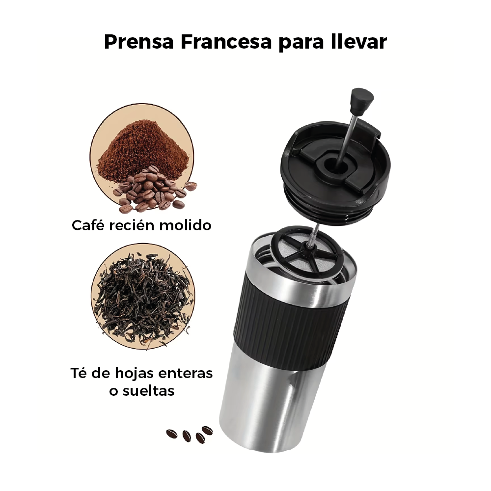 Cafetera Portátil con Prensa Francesa Ideal para Viajes Oficina y Outdoor