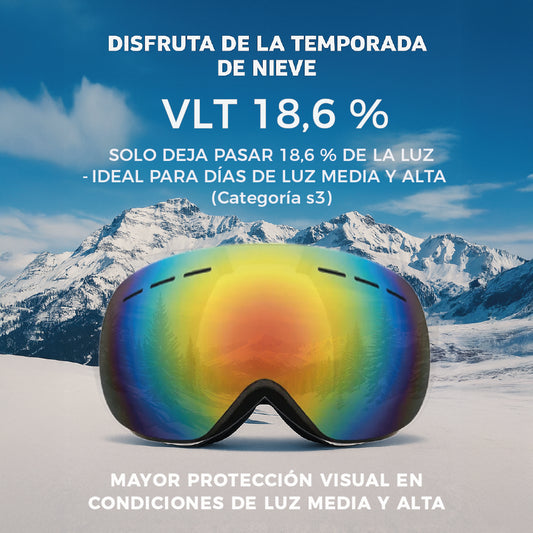 Antiparras Snowboard Ski Uv400 | Antifog | Vtl 18,5 % Rojo
