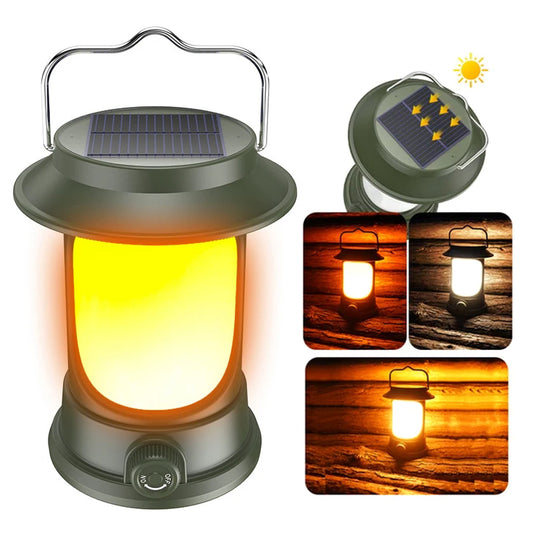 Lámpara Led Solar Recargable Usb Vintage Camping Portátil