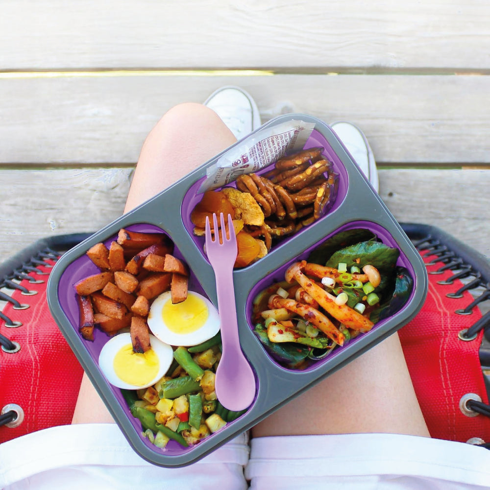 Lonchera Plegable Premium - 3 Compartimentos Herméticos - Libre de BPA - 383g - Cubierto Integrado