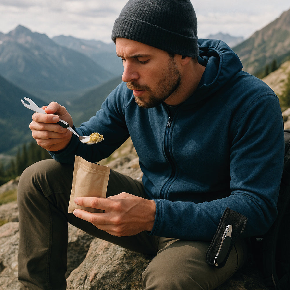 Set Cubiertos Plegables 4 en 1 Camping - Cuchillo Tenedor Cuchara Acero Inoxidable Aventura Outdoor