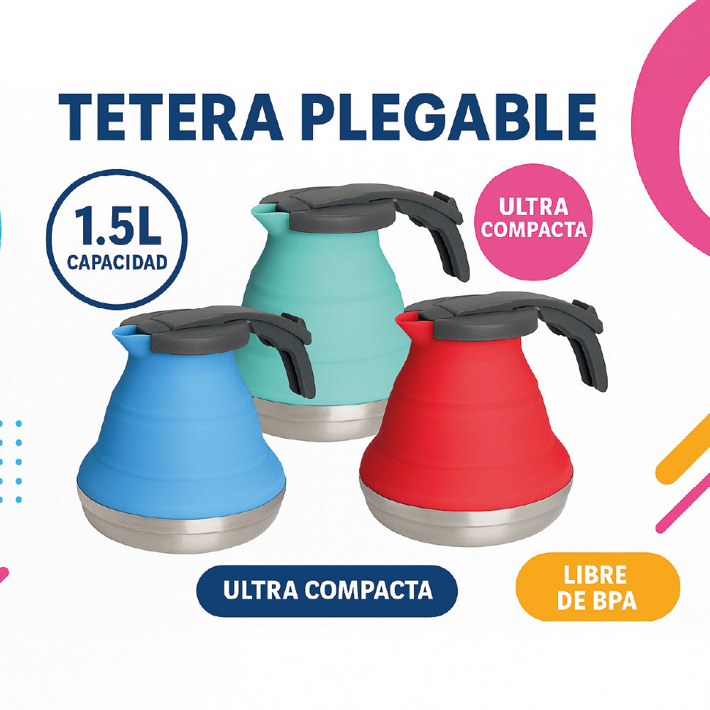 Tetera Plegable de Silicona 1.5L - Portátil para Camping y Viajes