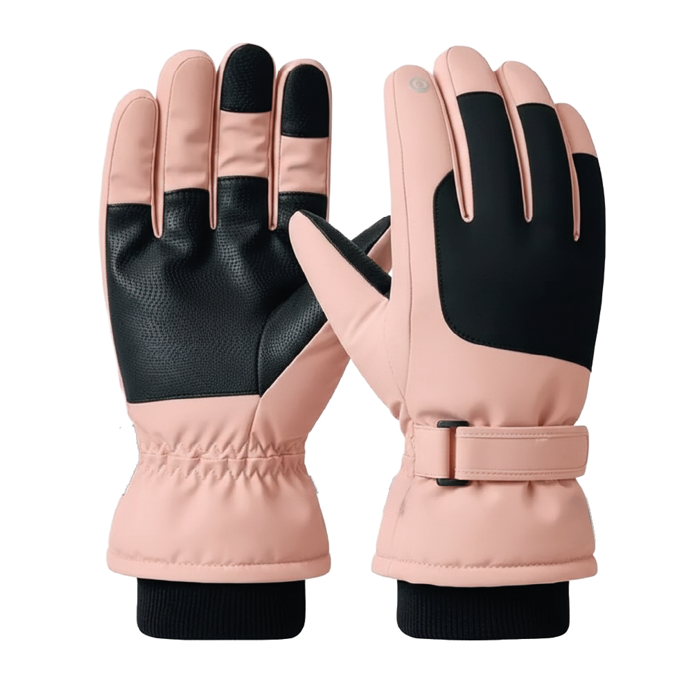 Guantes Térmicos Antiviento Táctiles Mujer Rosa y Negro Talla M