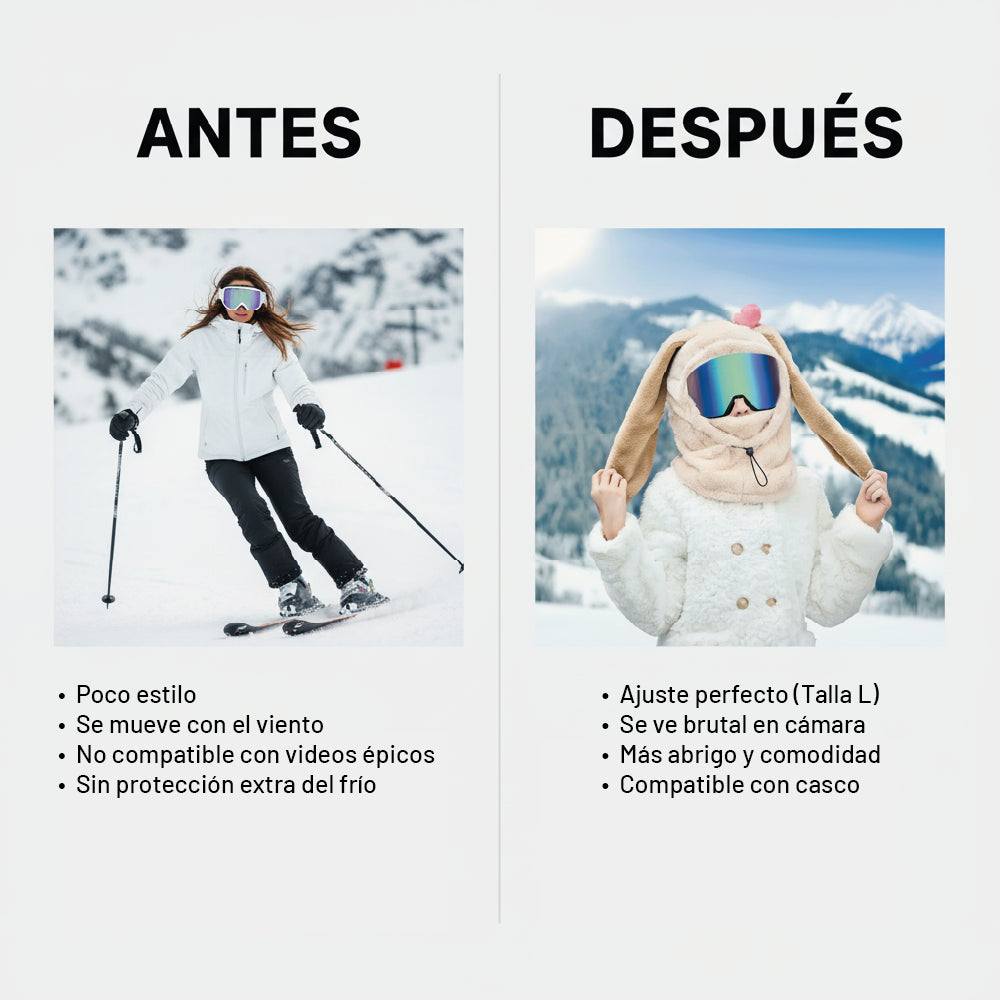 Pasamontañas Conejo  Ski/Snowboard – Térmico, Ajustable, Adulto L