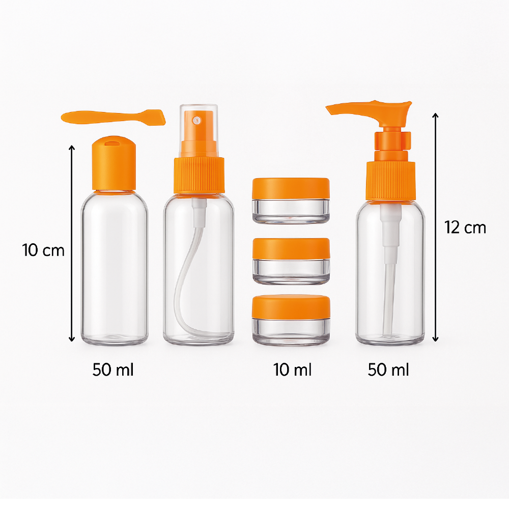 Pack de Botellas de Viaje 6 Piezas – Livianas, Prácticas y Listas para Aventuras