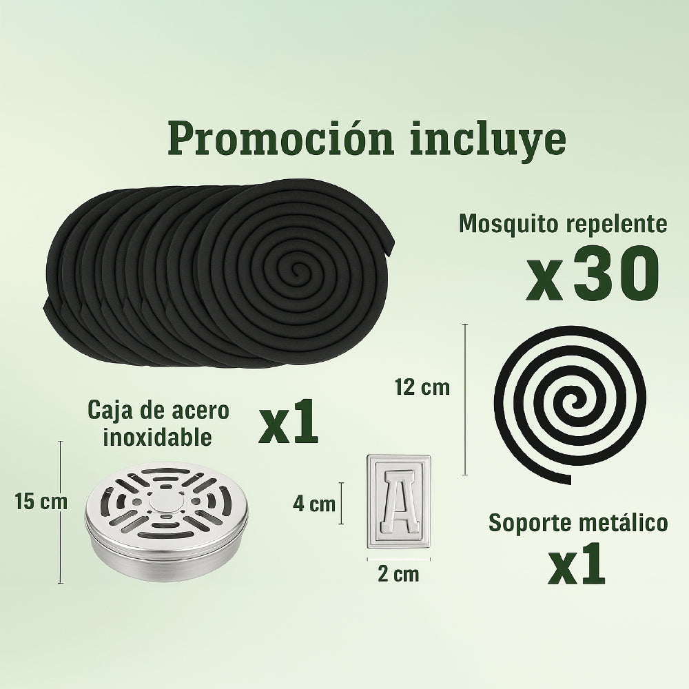 Espirales Citronela - Bamboo Mosquitos Zancudos 30 Uni + Soporte Metal