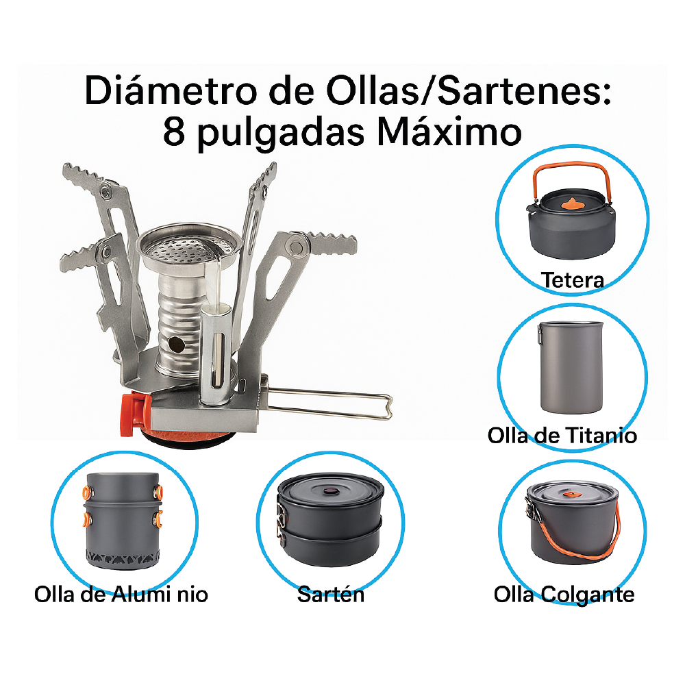 Estufa de Camping Piezoeléctrica 1,89 KW - Enciende Tu Aventura al Instante - 94g