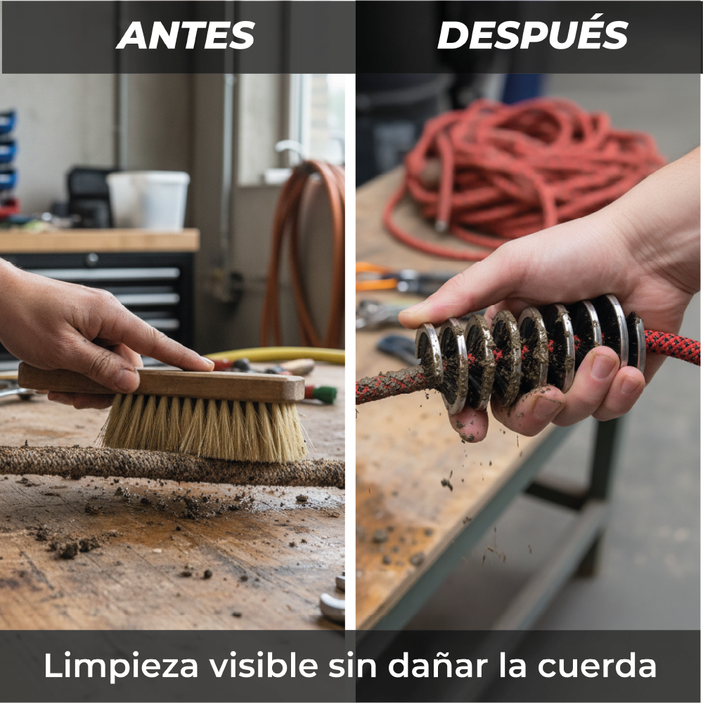 Cepillo Limpiador de Cuerdas de Escalada y Barranquismo – Acero Inoxidable | 8–13 mm
