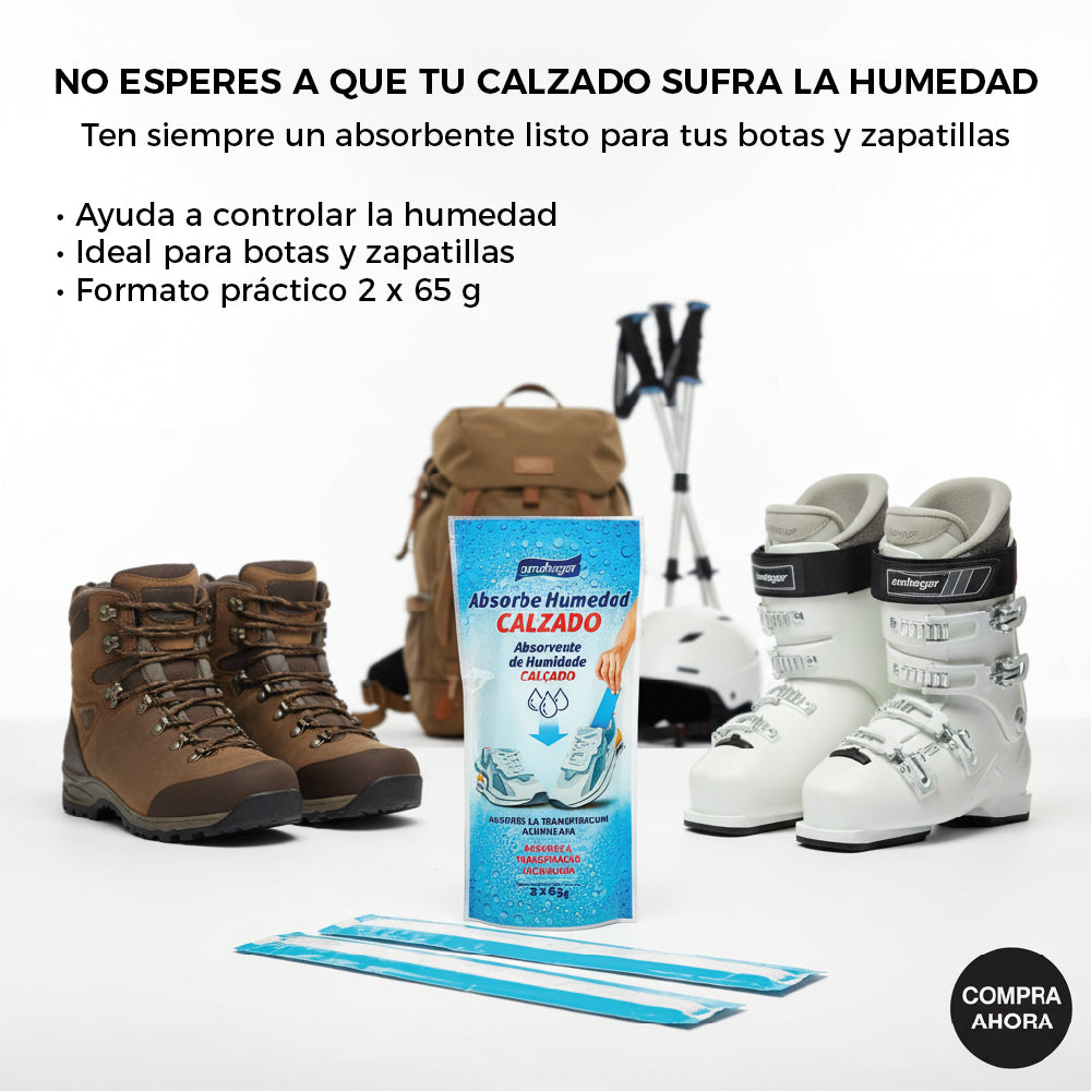 Absorbe Humedad para Botas de Montaña, Zapatos y Zapatillas | Amahogar 2 x 65 g