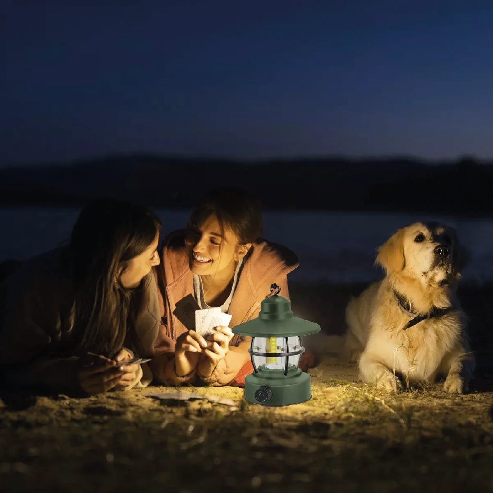 Lámpara Led Recargable Usb Vintage Camping Portátil 11x14cm