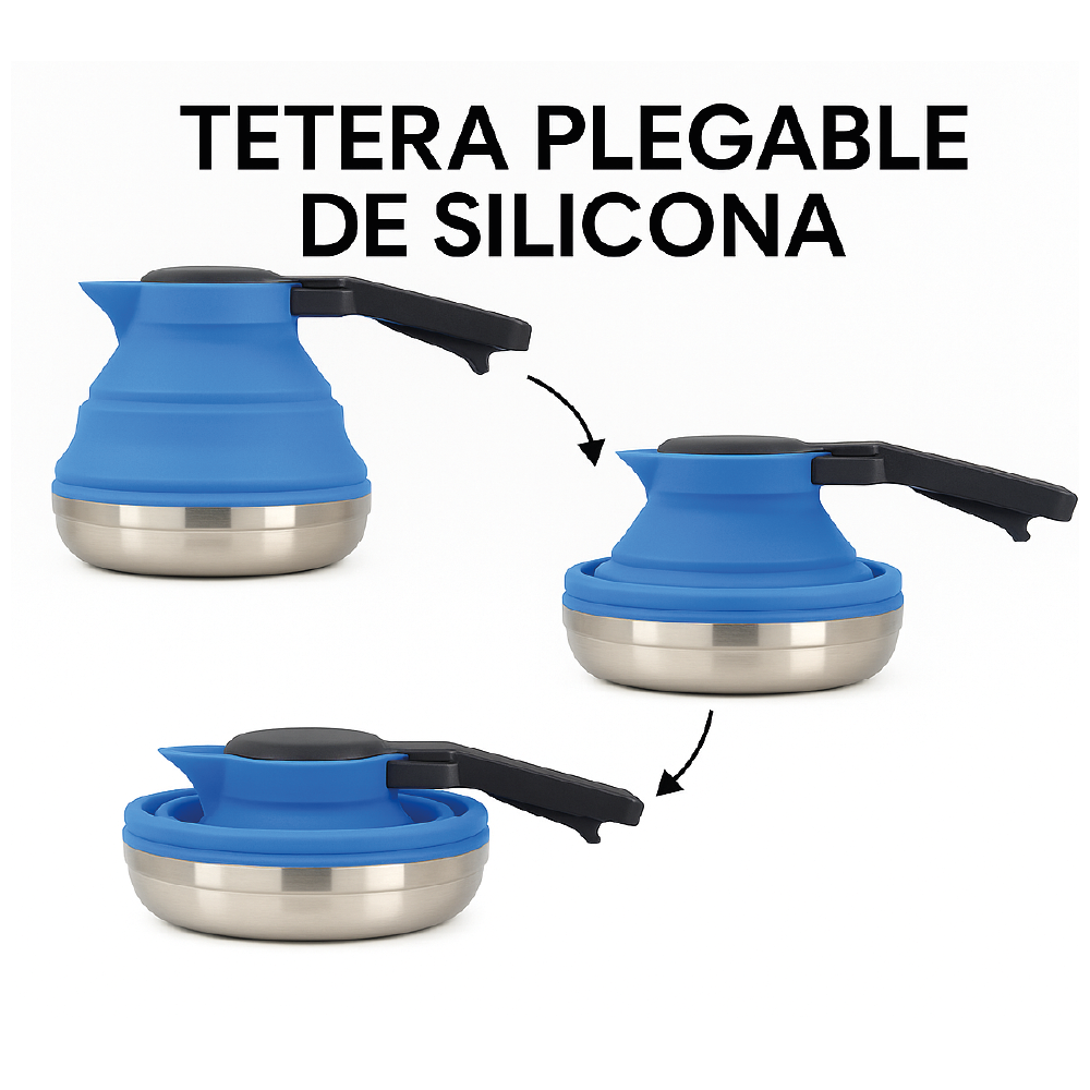 Tetera Plegable de Silicona 1.5L - Portátil para Camping y Viajes
