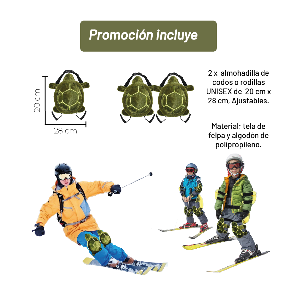 Rodilleras Tortugas Niños Ski Snowboard Protección Nieve 2un