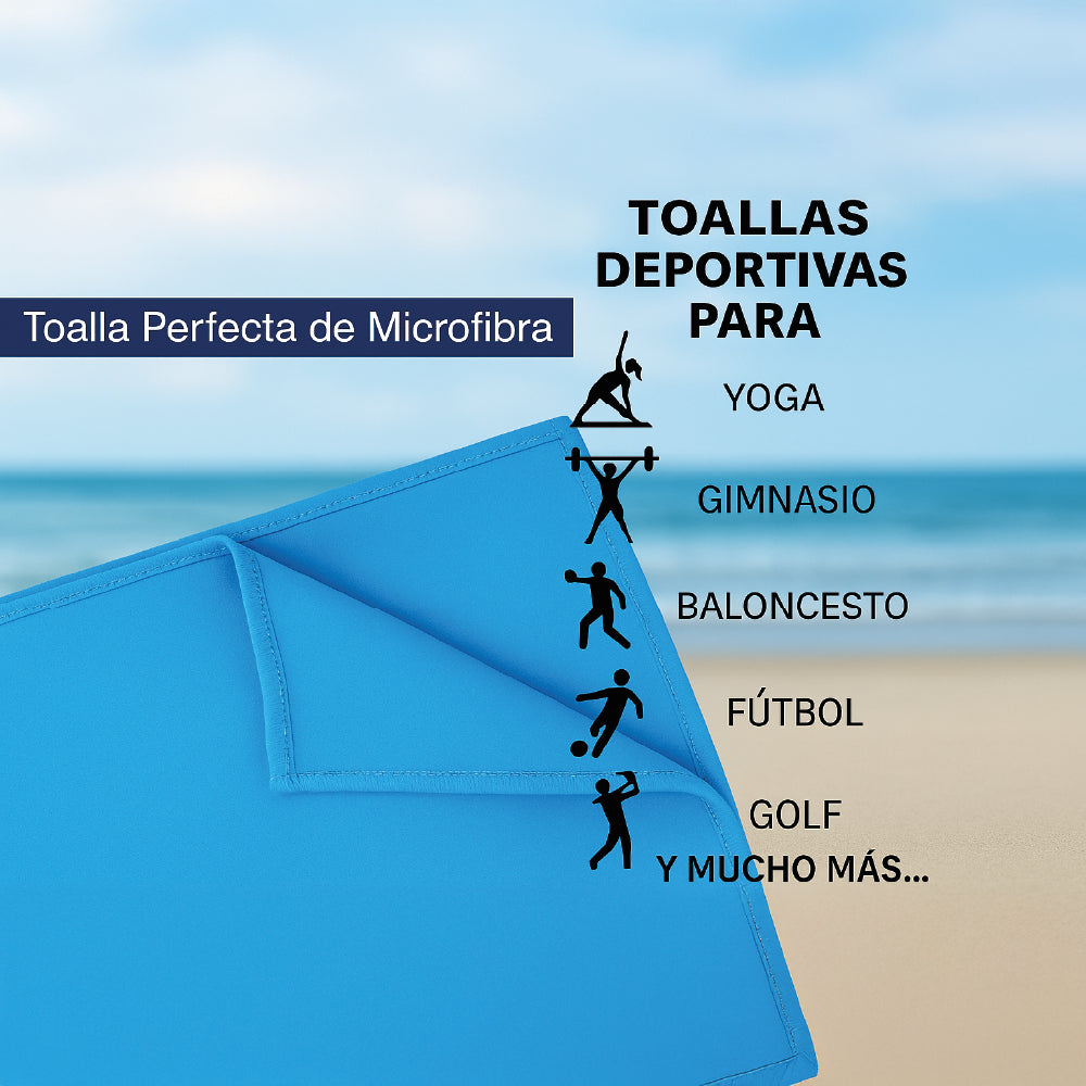 Toalla Deportiva Microfibra 48x80cm - Secado Rápido Ultra Compacta - Viajes, Gym y Deportes - 80 g