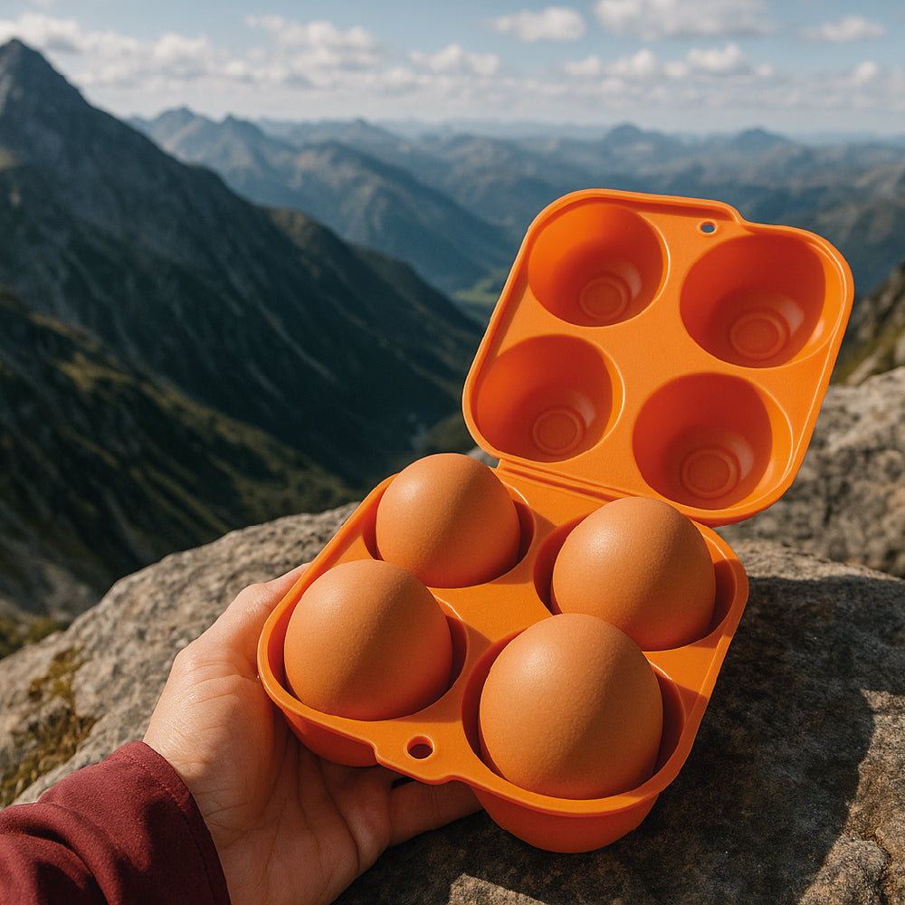 Porta Huevos De Viaje Outdoor 4 Espacios Camping montaña picnic Azul