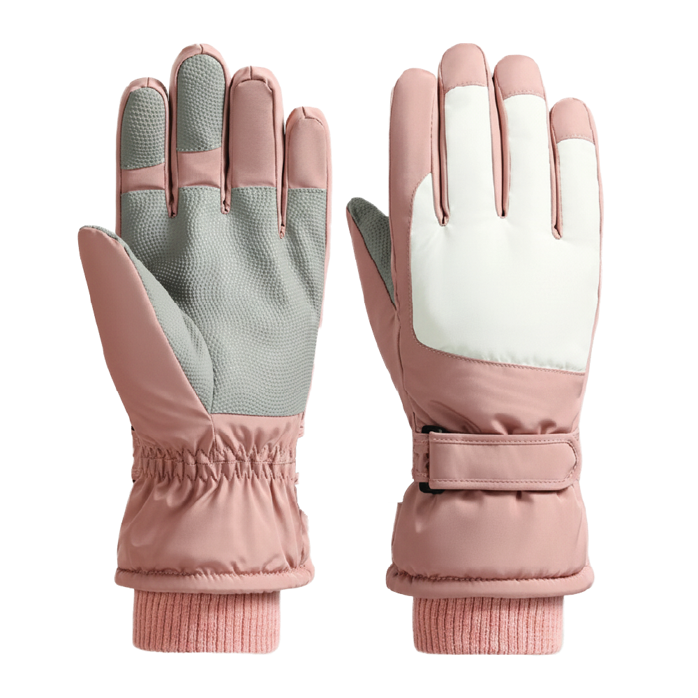 Guantes Térmicos Antiviento Táctiles Mujer Rosa y Blanco Talla M