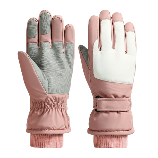 Guantes Térmicos Antiviento Táctiles Mujer Rosa y Blanco Talla M