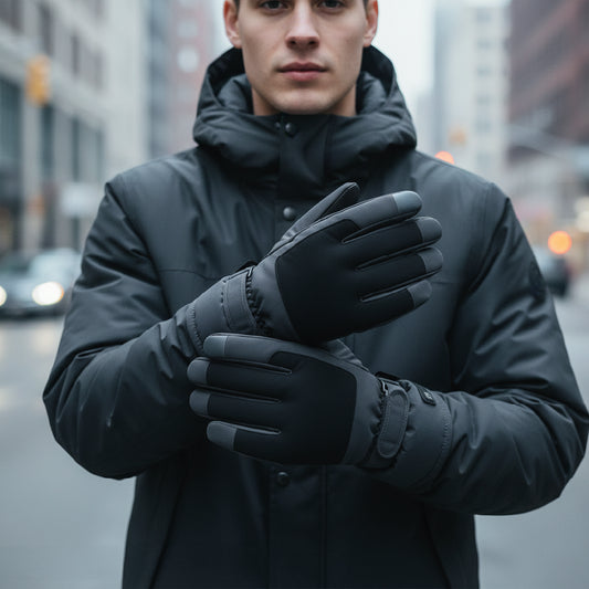 Guantes Térmicos Antiviento Táctiles Hombre  Dark Gray Black Talla L