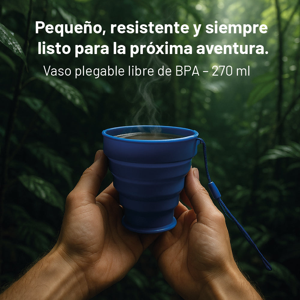 🌟 VASO PLEGABLE REVOLUCIONARIO - ¡Desafía los Límites de tu Aventura! 270 ml