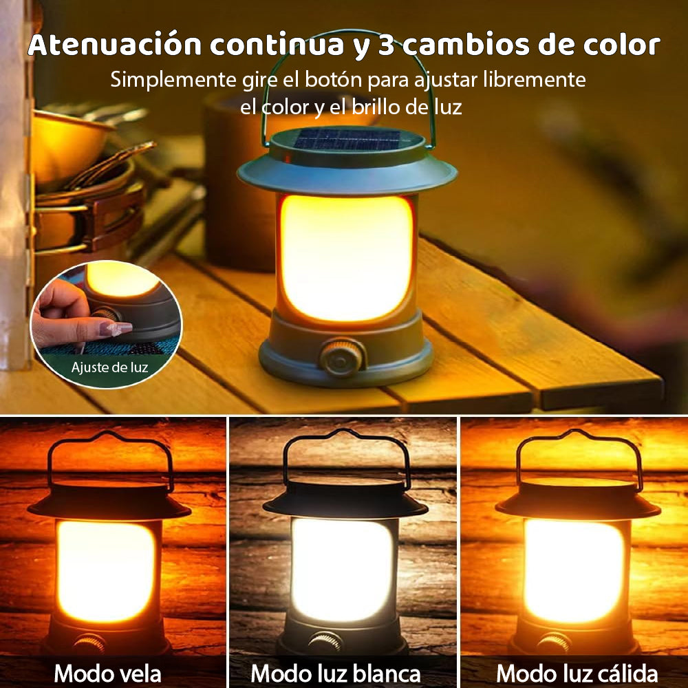 Lámpara Led Solar Recargable Usb Vintage Camping Portátil