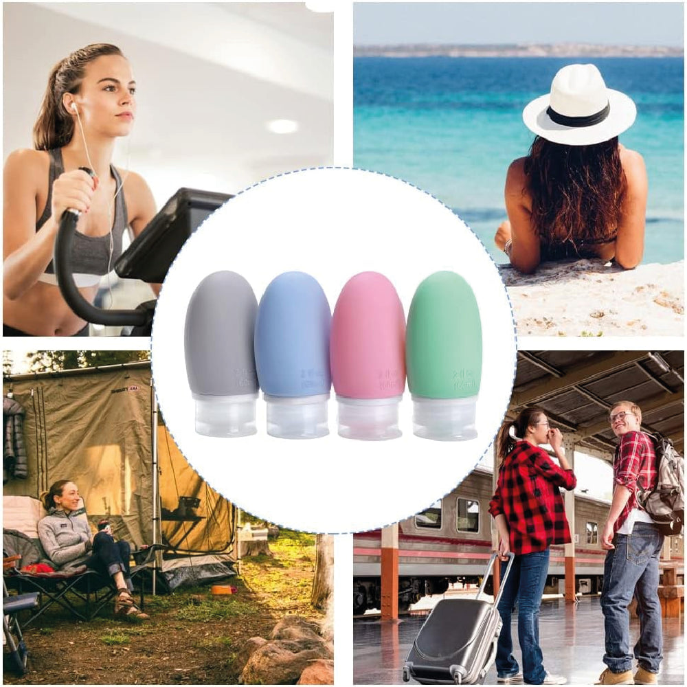 Viaja Liviano Set X4 Botellas Silicona 90 Ml Antifugas