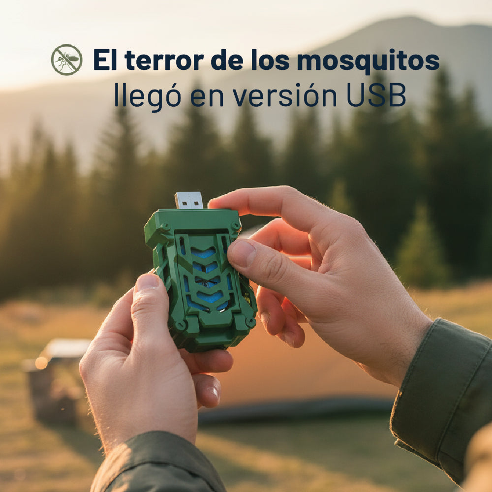 Repelente USB Portátil con 15 Repuestos Anti mosquitos Camping VERDE
