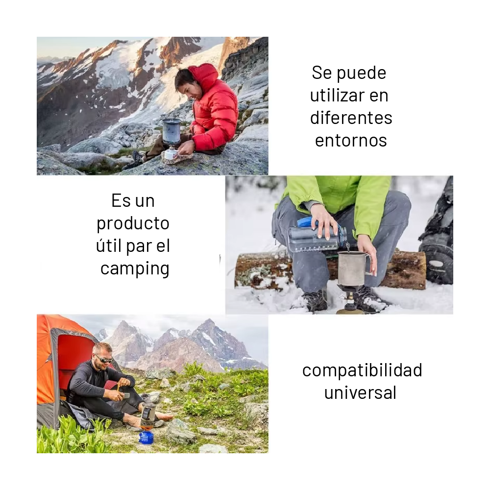 Soporte Estabilizador Plegable Cartuchos de gas Camping Montaña 20g