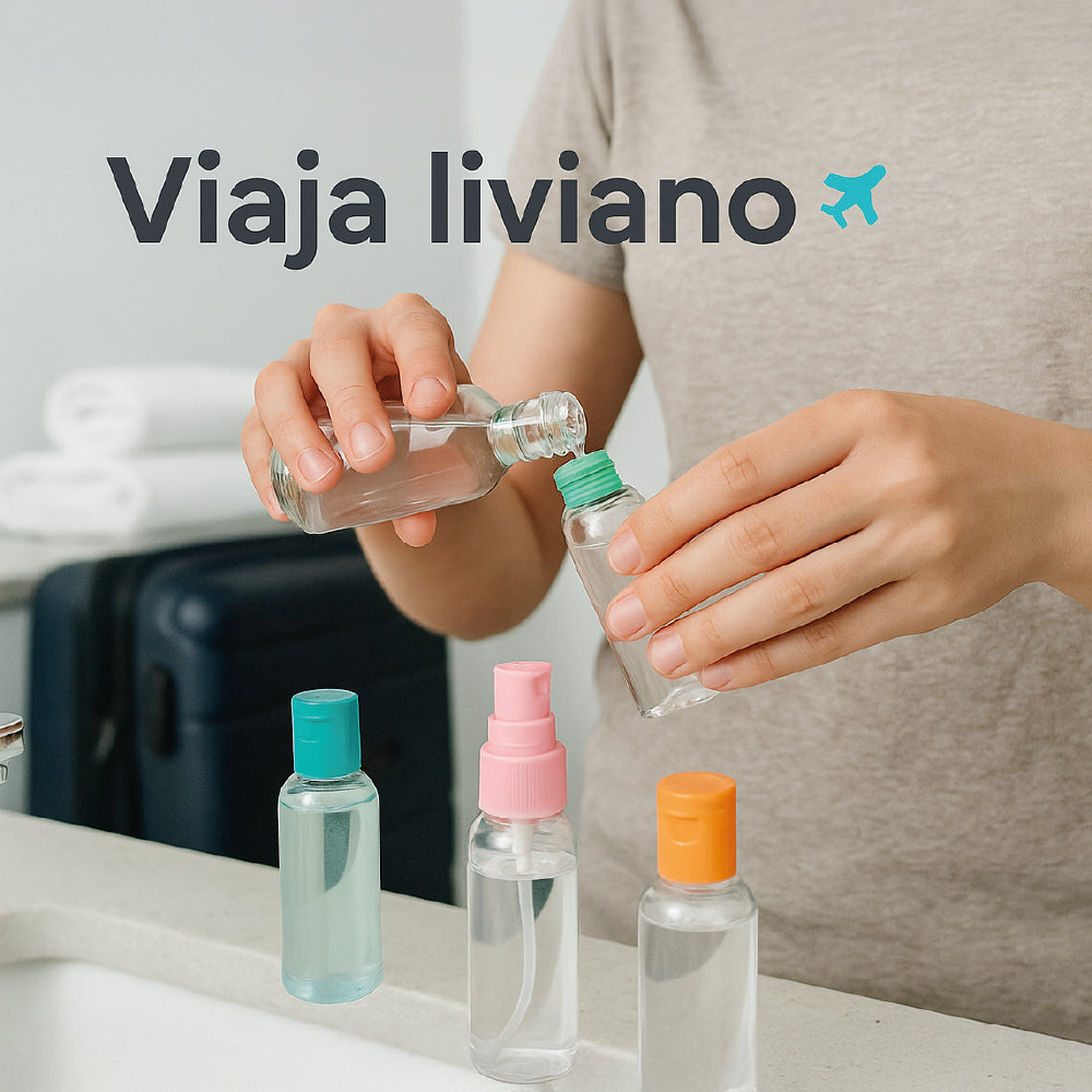 Pack Viaje 6 Pzas - Frascos Portables, Livianas Y Practicas
