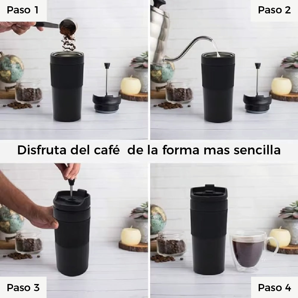 Cafetera Portátil con Prensa Francesa Ideal para Viajes Oficina y Outdoor