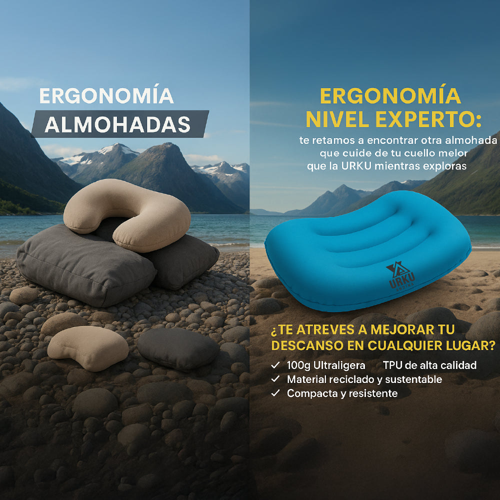 Almohada Tpu Inflable Ultraligera Camping Montaña Playa 100g