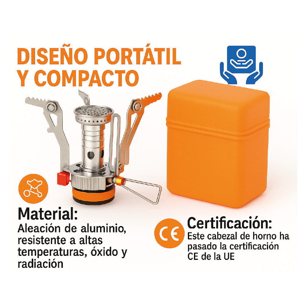 Estufa de Camping Piezoeléctrica 1,89 KW - Enciende Tu Aventura al Instante - 94g