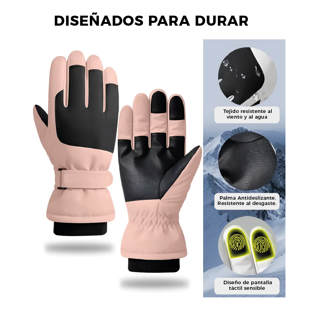 Guantes Térmicos Antiviento Táctiles Mujer Morado y Blanco Talla M