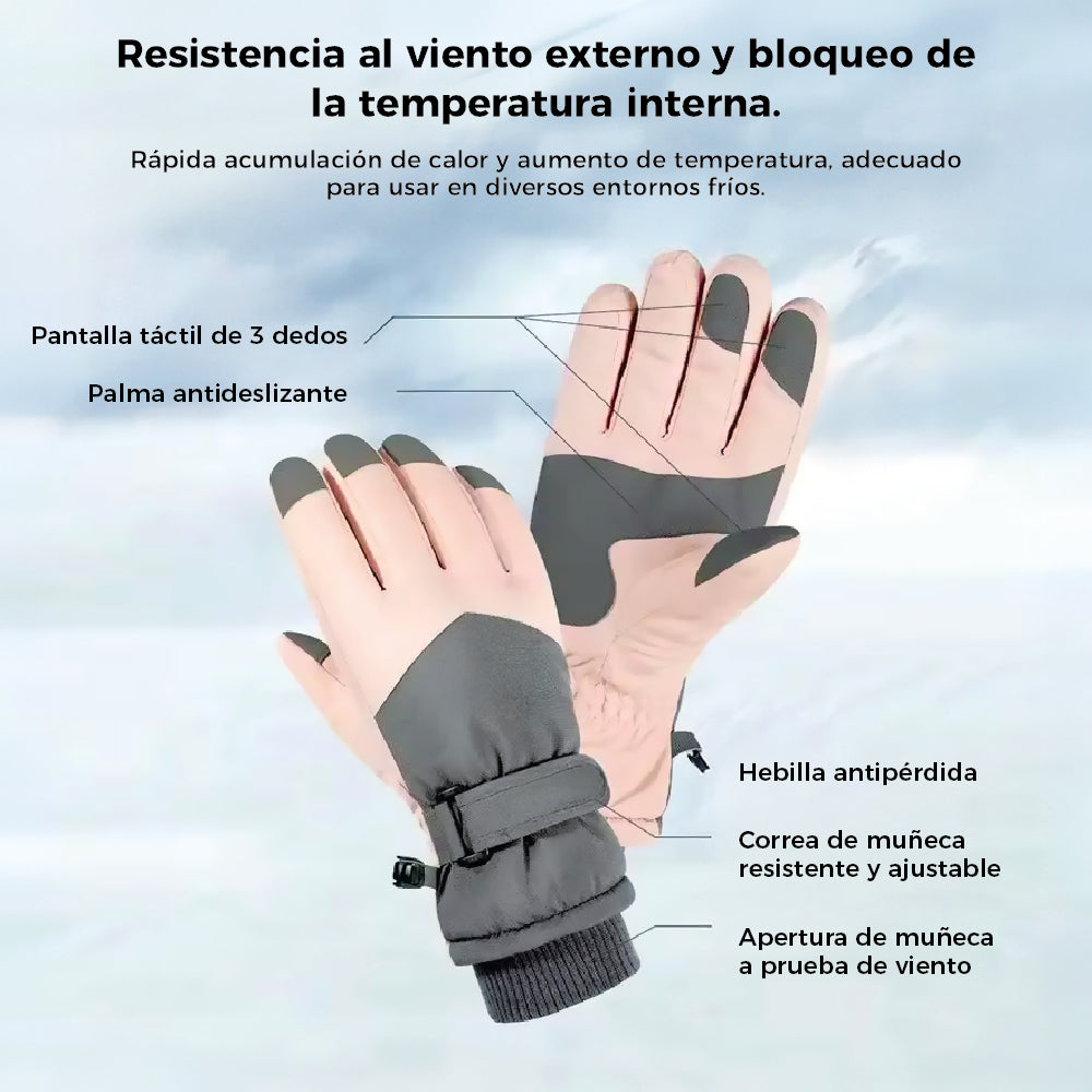 Guantes Térmicos Antiviento Táctiles Mujer Morado y Blanco Talla M