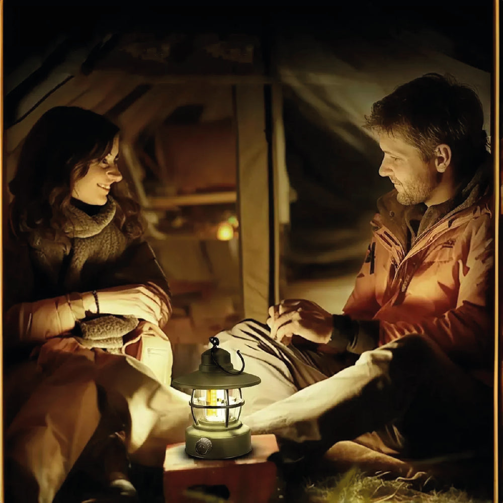 Lámpara Led Recargable Usb Vintage Camping Portátil 11x14cm