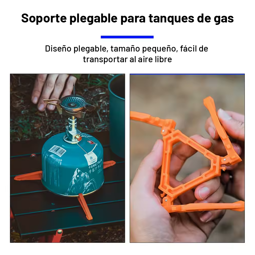 Soporte Estabilizador Plegable Cartuchos de gas Camping Montaña 20g