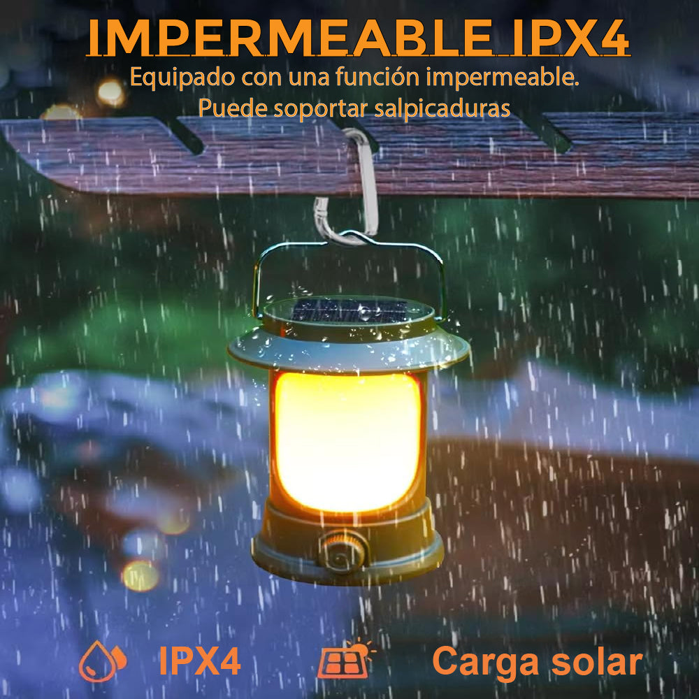 Lámpara Led Solar Recargable Usb Vintage Camping Portátil