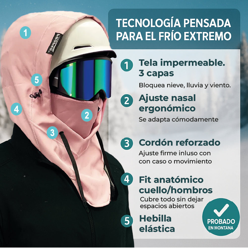 Pasamontañas Técnico Impermeable Unisex 3 Capas Ski Alta Montaña
