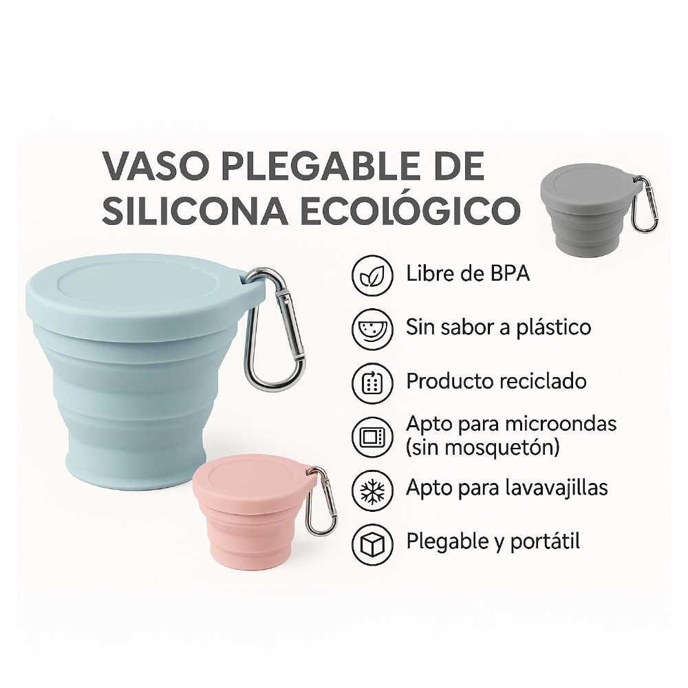 Vaso Plegable de Silicona - Tu Compañero de Aventuras Ecológico - 180 ml