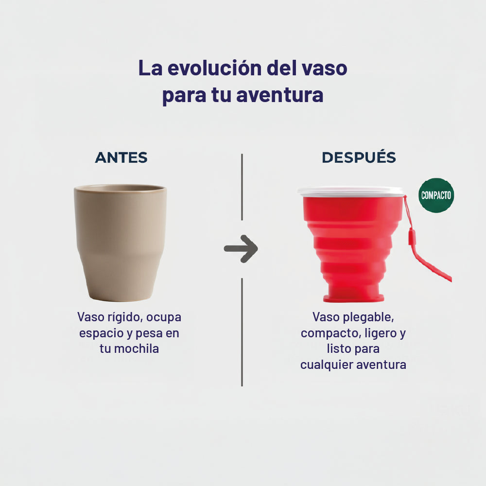 🌟 VASO PLEGABLE REVOLUCIONARIO - ¡Desafía los Límites de tu Aventura! 270 ml