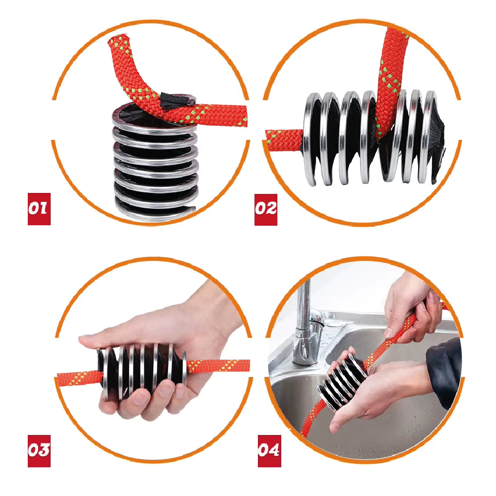 Cepillo Limpiador de Cuerdas de Escalada y Barranquismo – Acero Inoxidable | 8–13 mm
