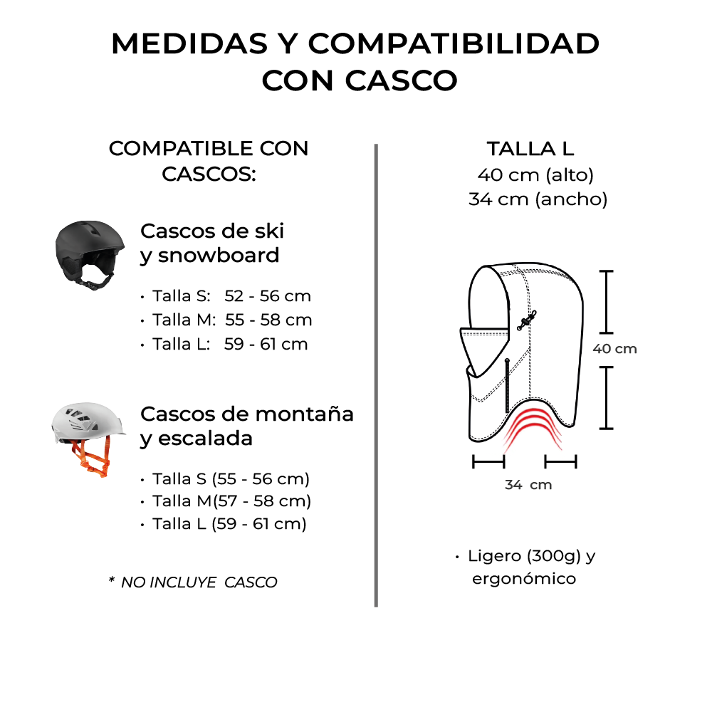 Pasamontañas Conejo  Ski/Snowboard – Térmico, Ajustable, Adulto L