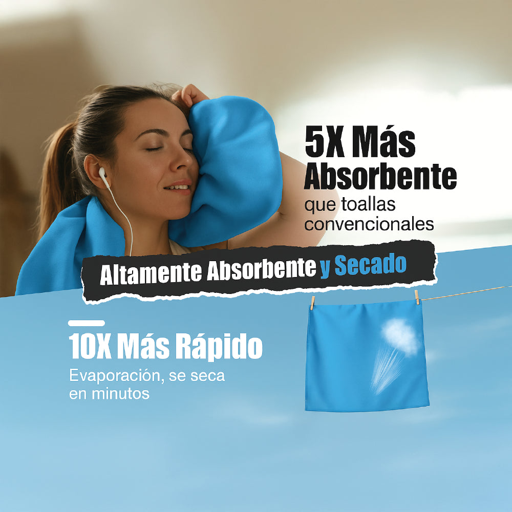Toalla Deportiva Microfibra 48x80cm - Secado Rápido Ultra Compacta - Viajes, Gym y Deportes - 80 g