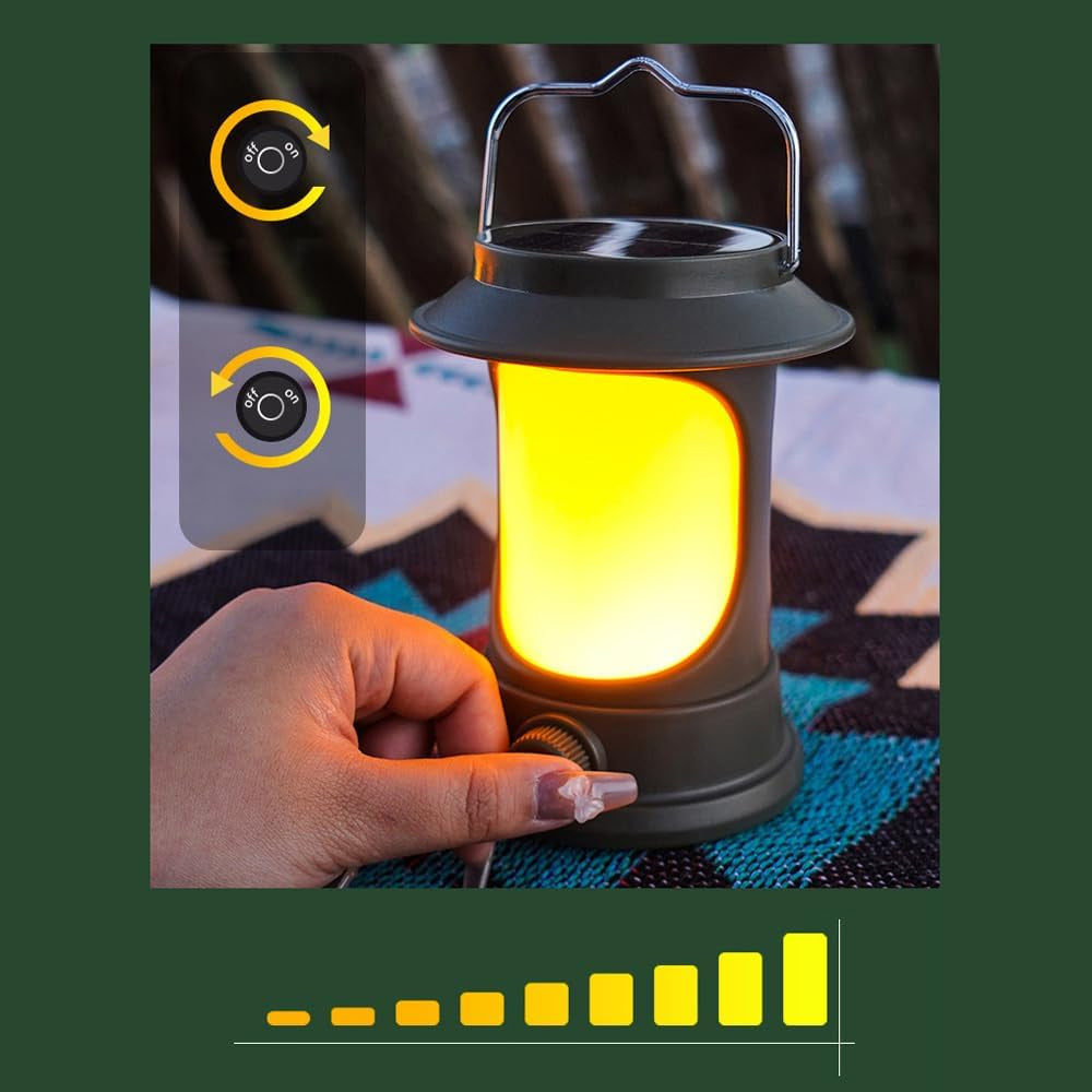 Lámpara Led Solar Recargable Usb Vintage Camping Portátil
