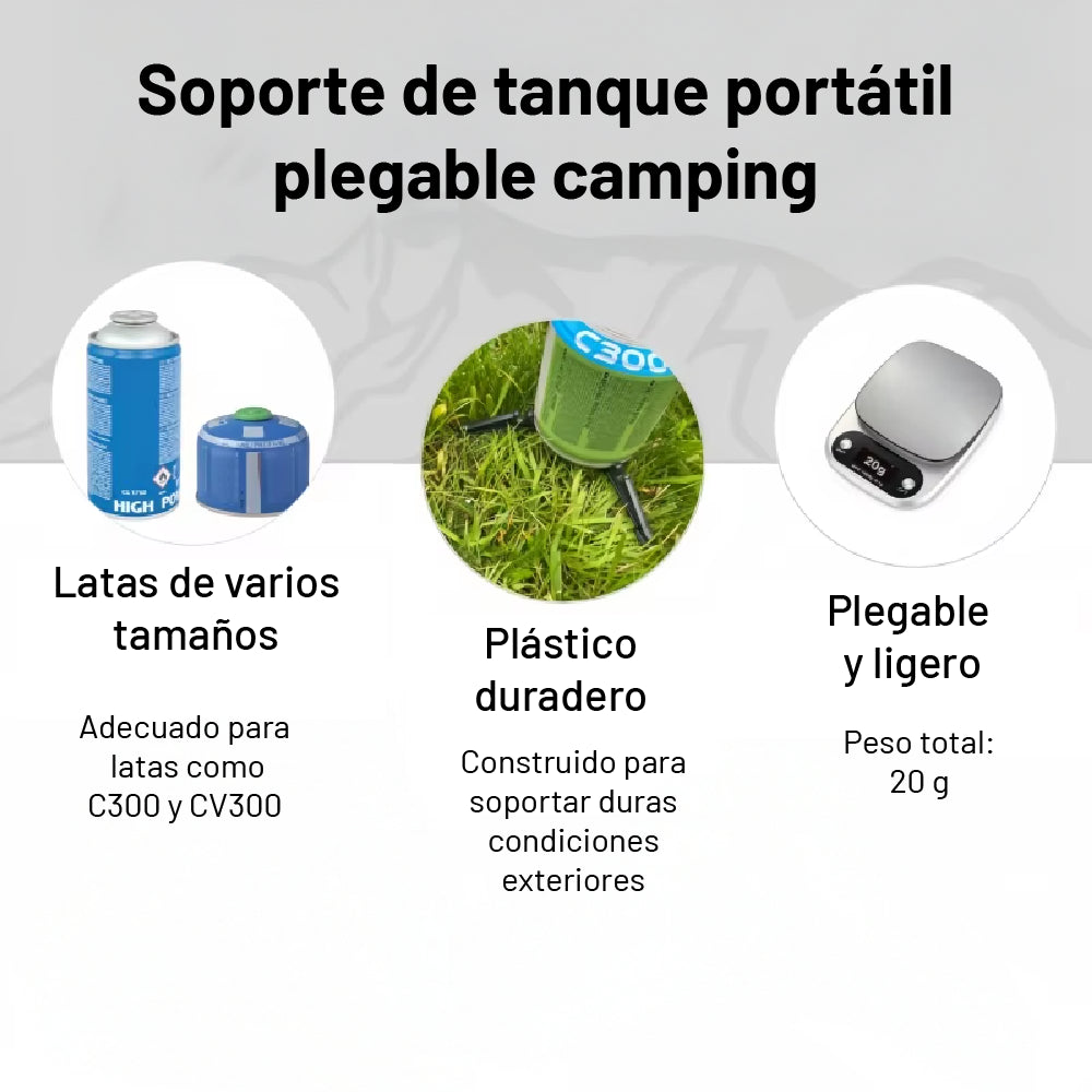 Soporte Estabilizador Plegable Cartuchos de gas Camping Montaña 20g