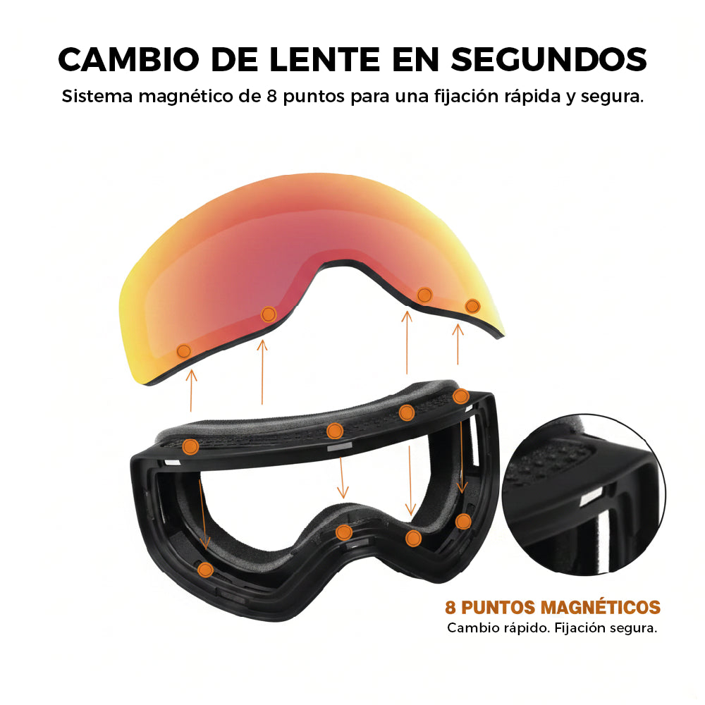 KALLPA — Antiparras Ski Snowboard Magnéticas Doble Lente Full Revo