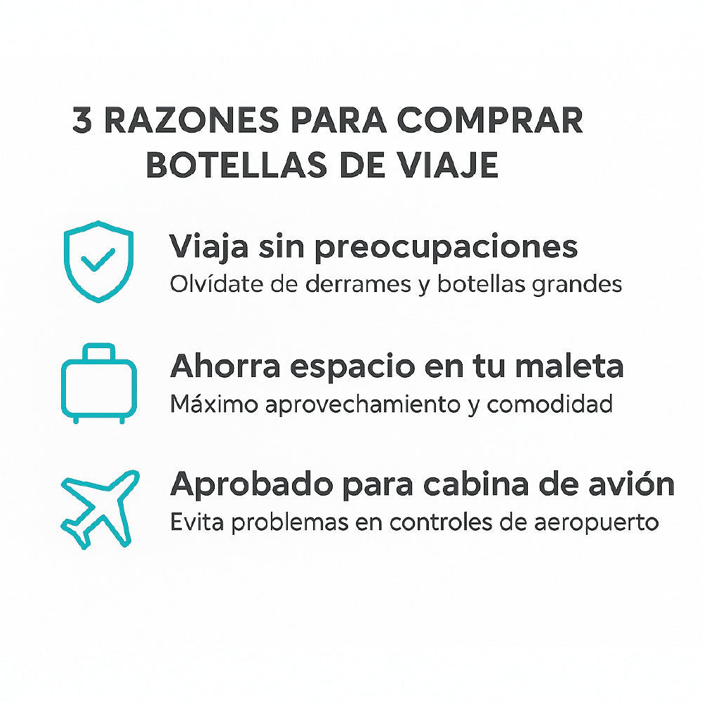 Pack Viaje 6 Pzas - Frascos Portables, Livianas Y Practicas