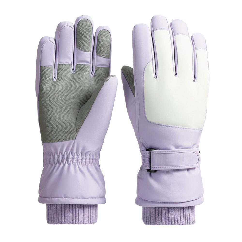 Guantes Térmicos Antiviento Táctiles Mujer Morado y Blanco Talla M