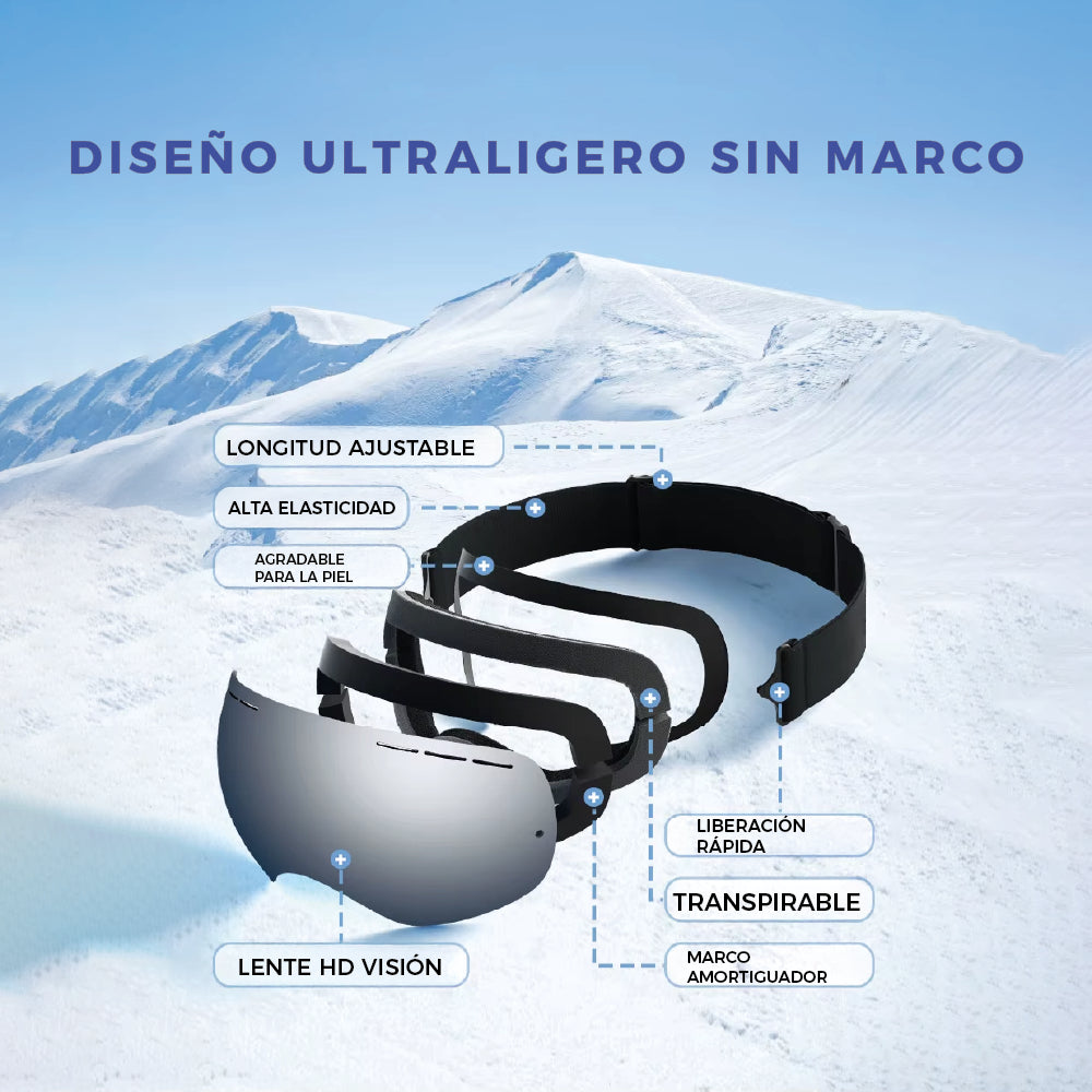 Antiparras Snowboard Ski Uv400 | Antifog | Vtl 18,5 % Rojo