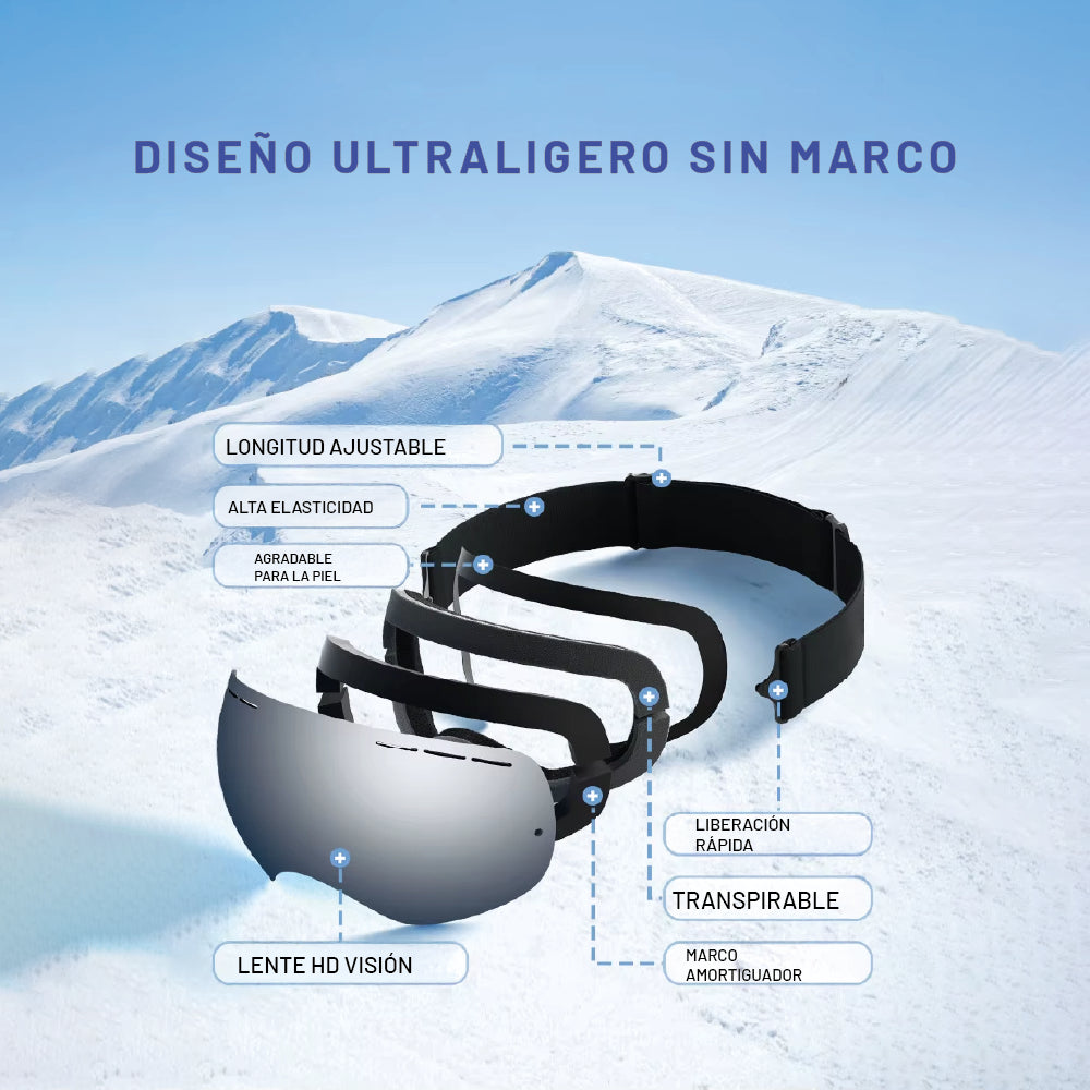 Antiparras Snowboard Ski Uv400 | Antifog | Vtl 13,5 % Silver