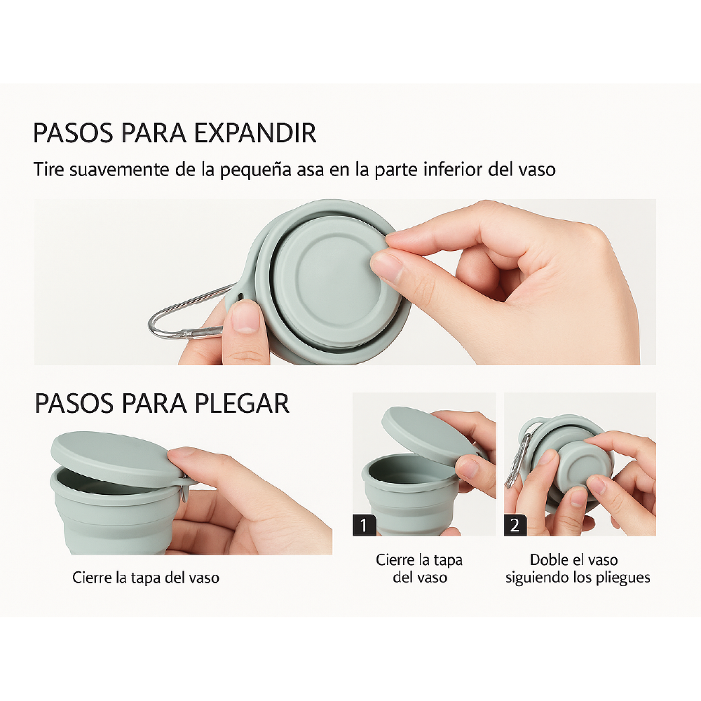 Vaso Plegable de Silicona - Tu Compañero de Aventuras Ecológico - 180 ml