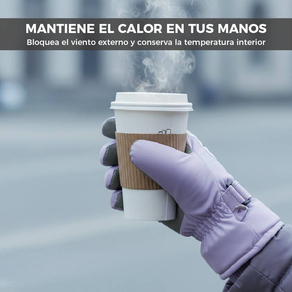 Guantes Térmicos Antiviento Táctiles Mujer Morado y Blanco Talla M